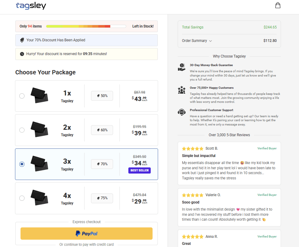  Tagsley Tracking Card